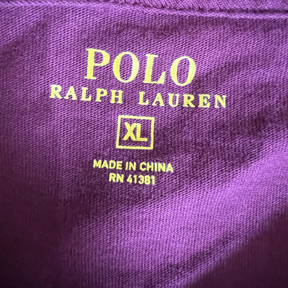 Polo Ralph Lauren basic v neck purple 100% Cotton tee shirt Sz XL - Picture 5 of 7